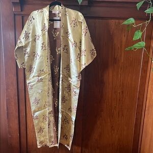 Elegant Women's Satin Robe in Gold and Brown
